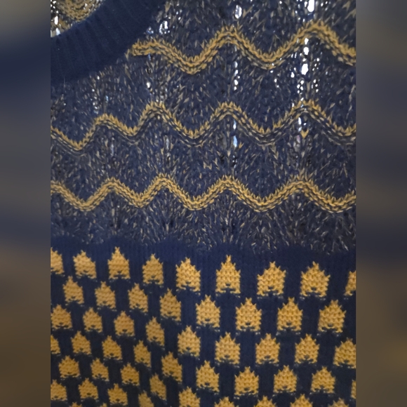 Romeo + Juliet - Patterned Knit Midi Dress Yellow & Navy EUC - Picture 5 of 9